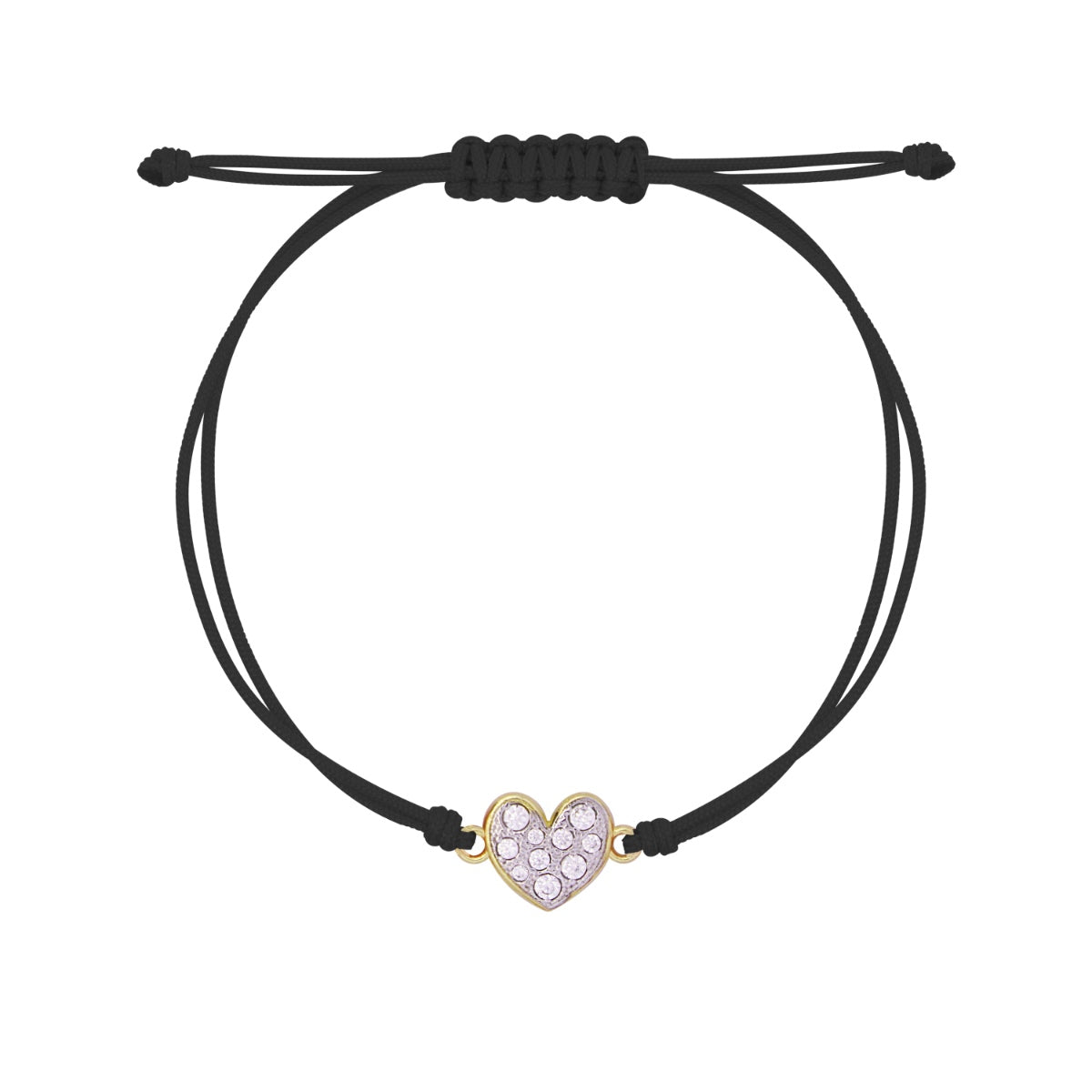 Bracciale tessuto nero e cuore pavé - STARDUST TEN Rue des Mille