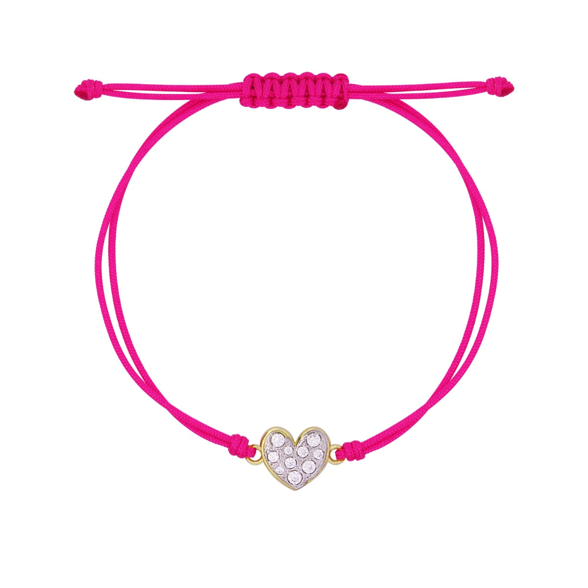 Bracciale tessuto rosa e cuore pavé - STARDUST TEN Rue des Mille