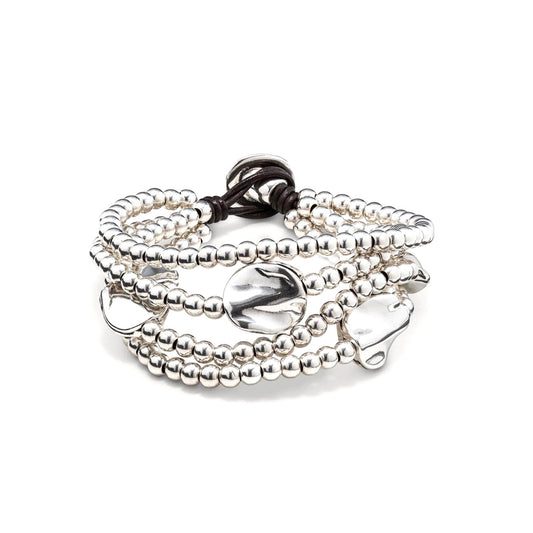 Bracciale 3 giri con Medaglie Argento | UNOde50 | PUL0854MTLMAR
