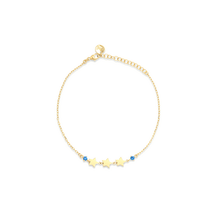 Bracciale a catena con tre stelle e zirconi blu punto luce - ESSENCE Rue des Mille