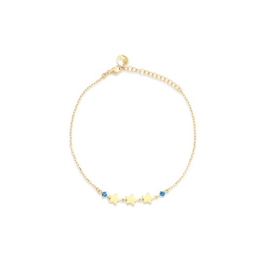 Bracciale a catena con tre stelle e zirconi blu punto luce - ESSENCE Rue des Mille