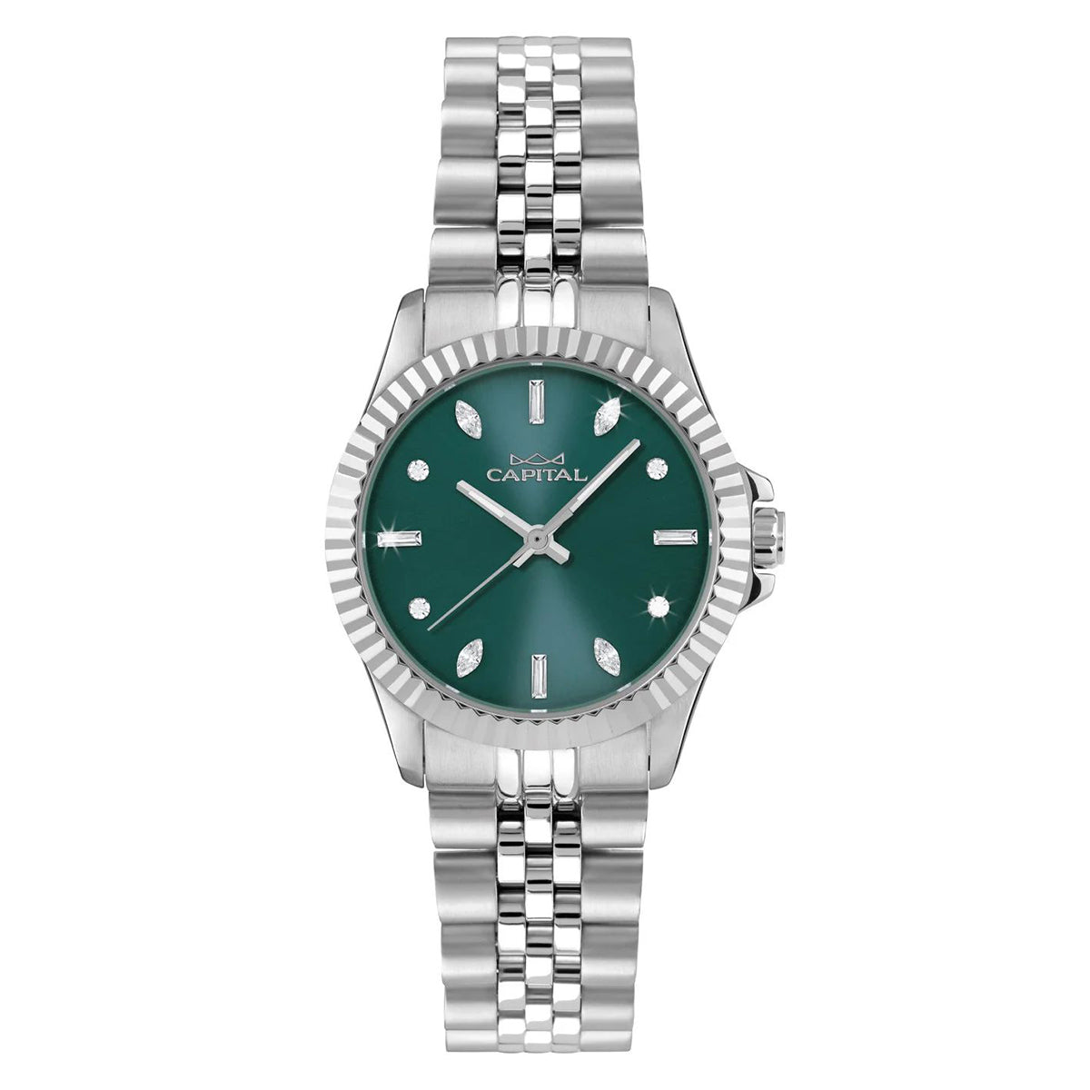 CAPITAL: Orologio NEW YORK Acciaio e Quadrante Verde