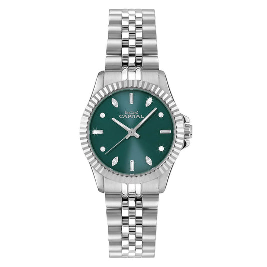 CAPITAL: Orologio NEW YORK Acciaio e Quadrante Verde