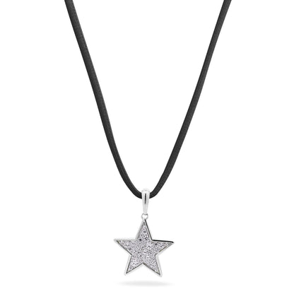 Choker nero con Ciondolo stella pavé placcato oro bianco - STARDUST TEN Rue des Mille