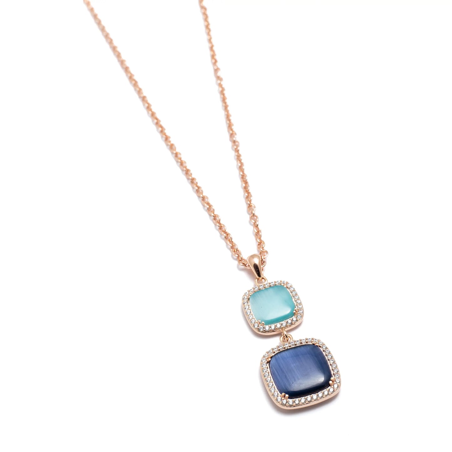 Collana Madì in Argento Rosé con Quarzi Idrotermali Blu | 3907300