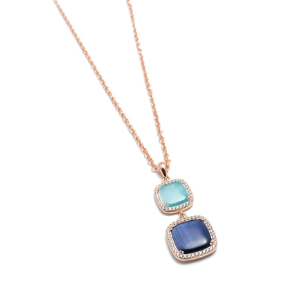 Collana Madì in Argento Rosé con Quarzi Idrotermali Blu | 3907300