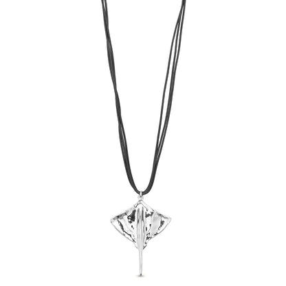 Collana Cuoio con Ciondolo Manta Argento | UNOde50 | COL1929MTL