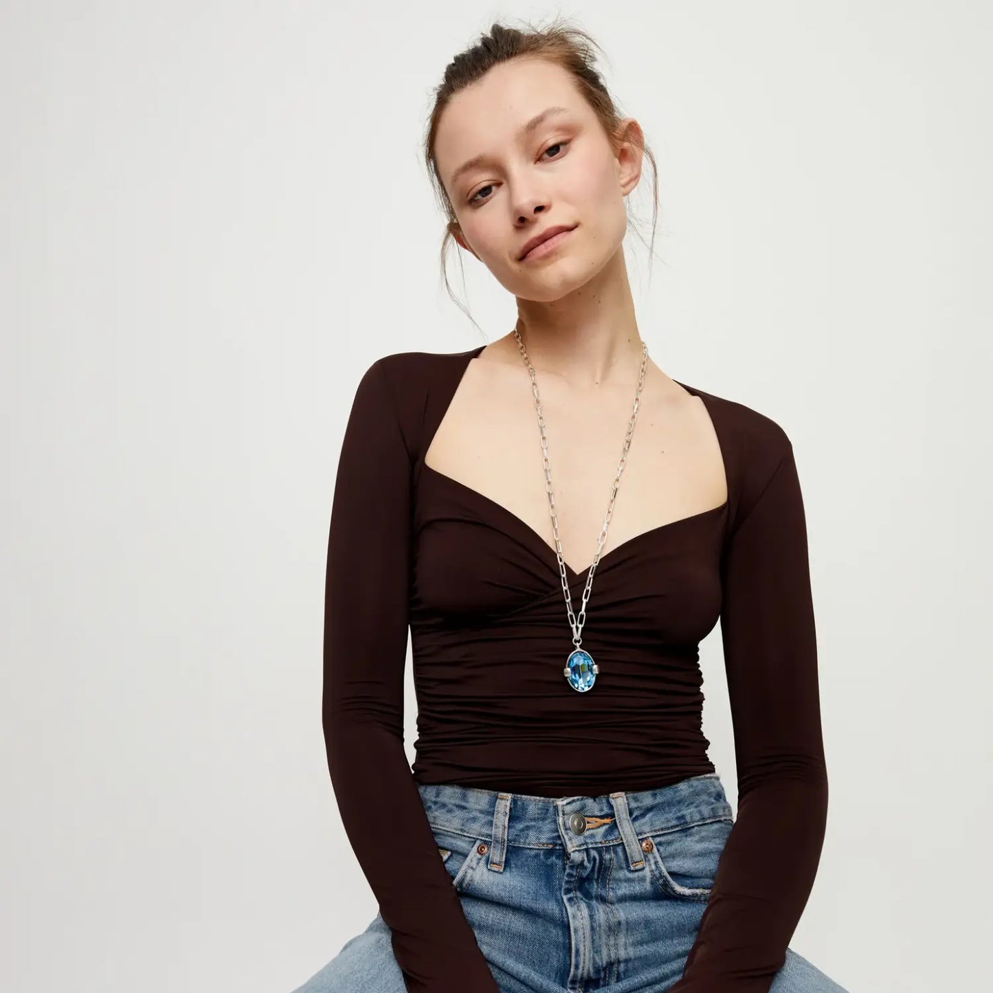 Collana lunga Cristallo Ovale Blu | COL2031AZUMTL