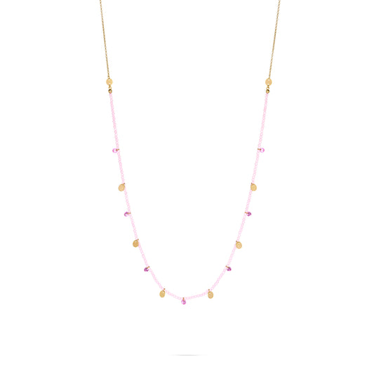 Collana lunga con Zirconi Milky e Medagliette - GIPSY CHIC