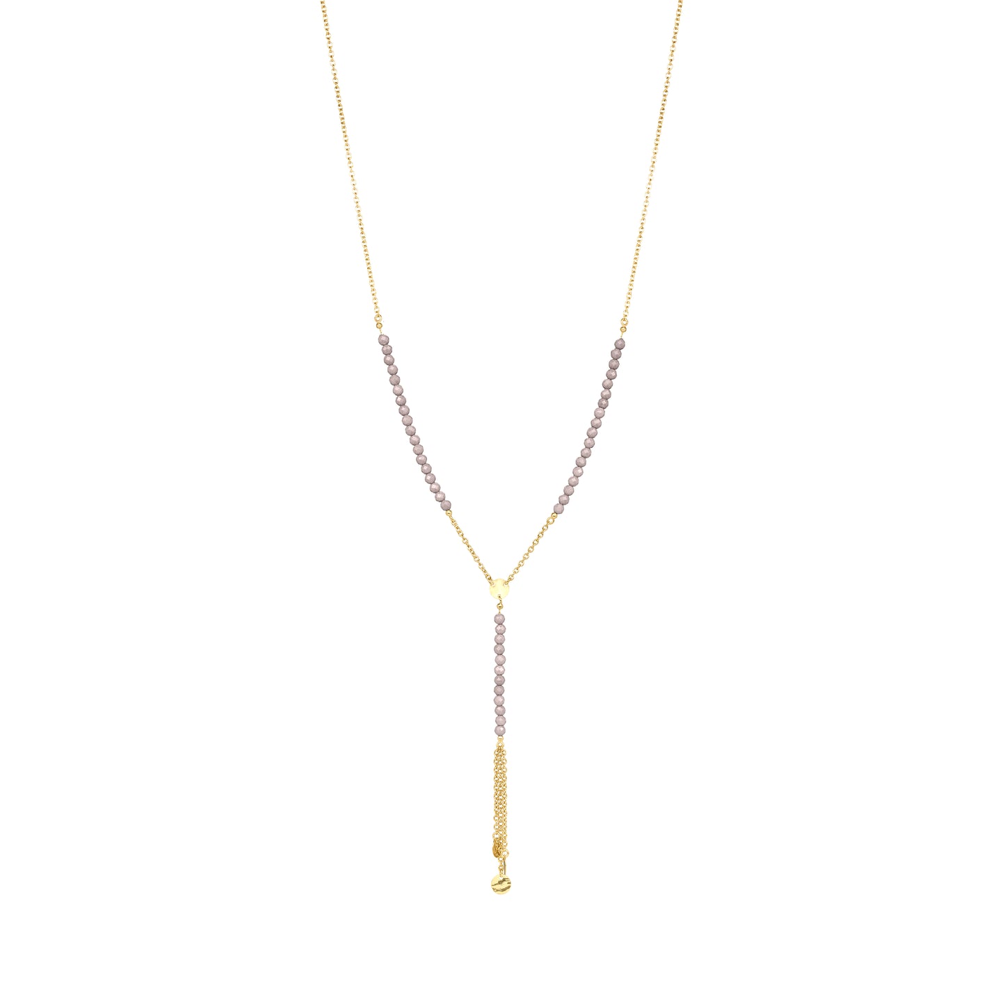 Collana a rosario con catena in argento dorato e pepite di zirconi milky marroni - GIPSY CHIC Rue des Mille