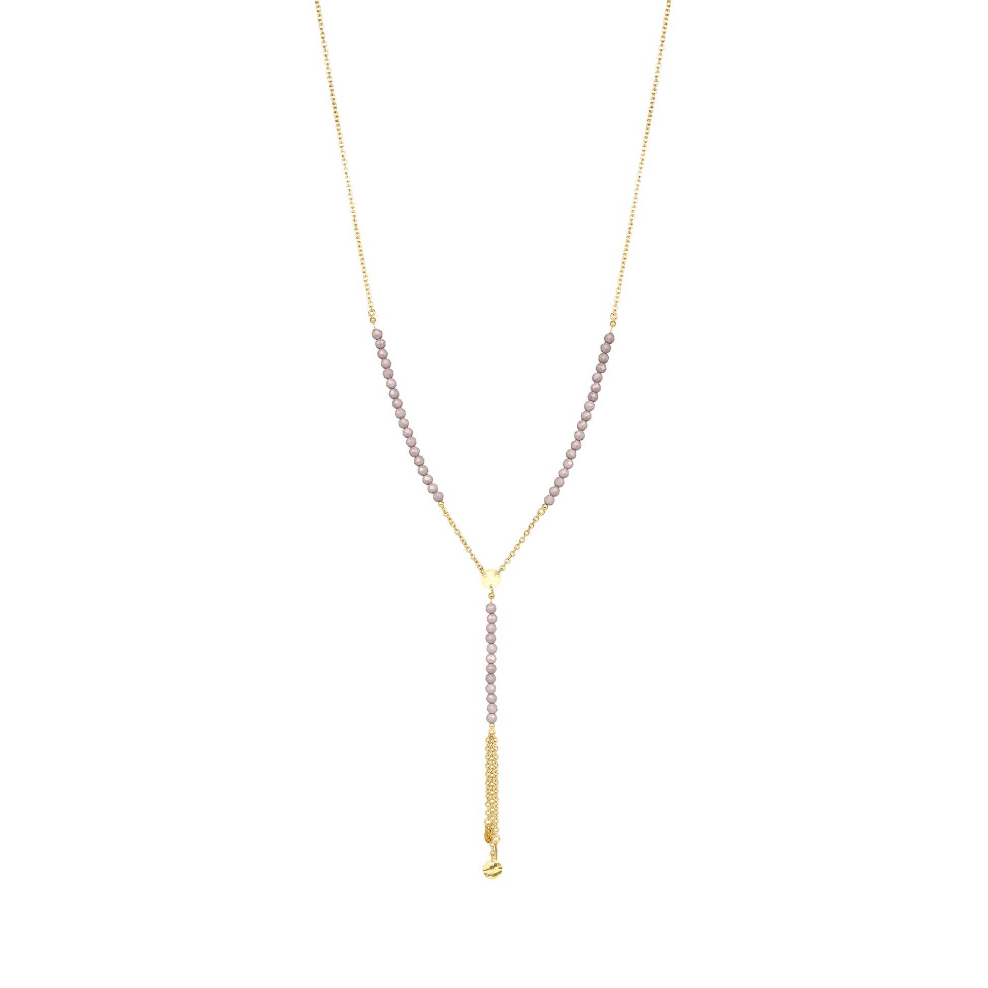 Collana a rosario con catena in argento dorato e pepite di zirconi milky marroni - GIPSY CHIC Rue des Mille
