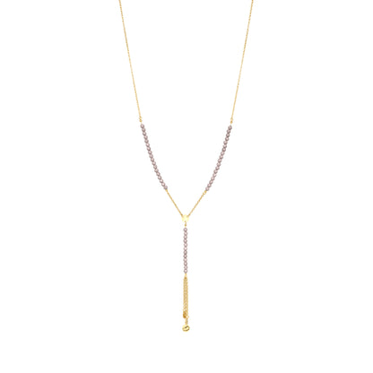 Collana a rosario con catena in argento dorato e pepite di zirconi milky marroni - GIPSY CHIC Rue des Mille