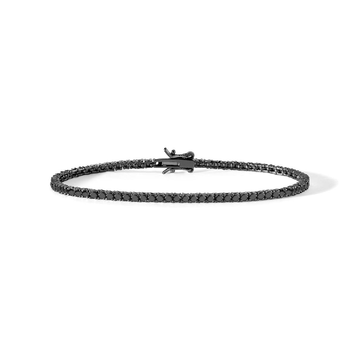 COMETE | Bracciale tennis in Argento nero con Zirconi Neri | UBR899