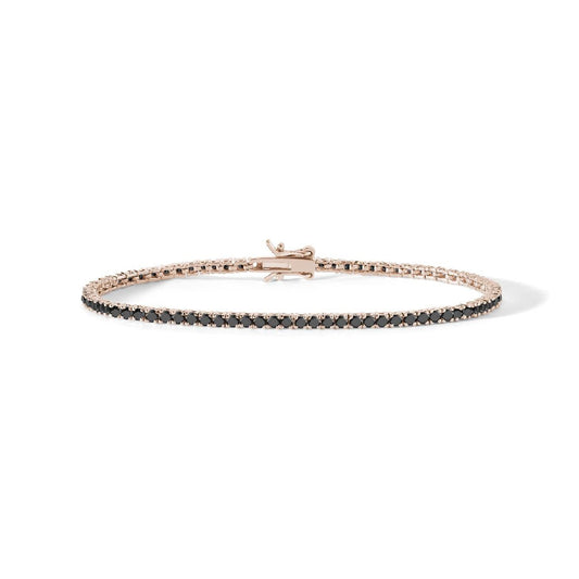 COMETE | Bracciale tennis in Argento rosa e Zirconi Neri | UBR901