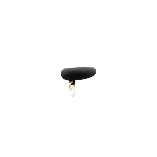 Earcuff smaltato in nero con Zircone bianco pendente - GIPSY CHIC Rue des Mille