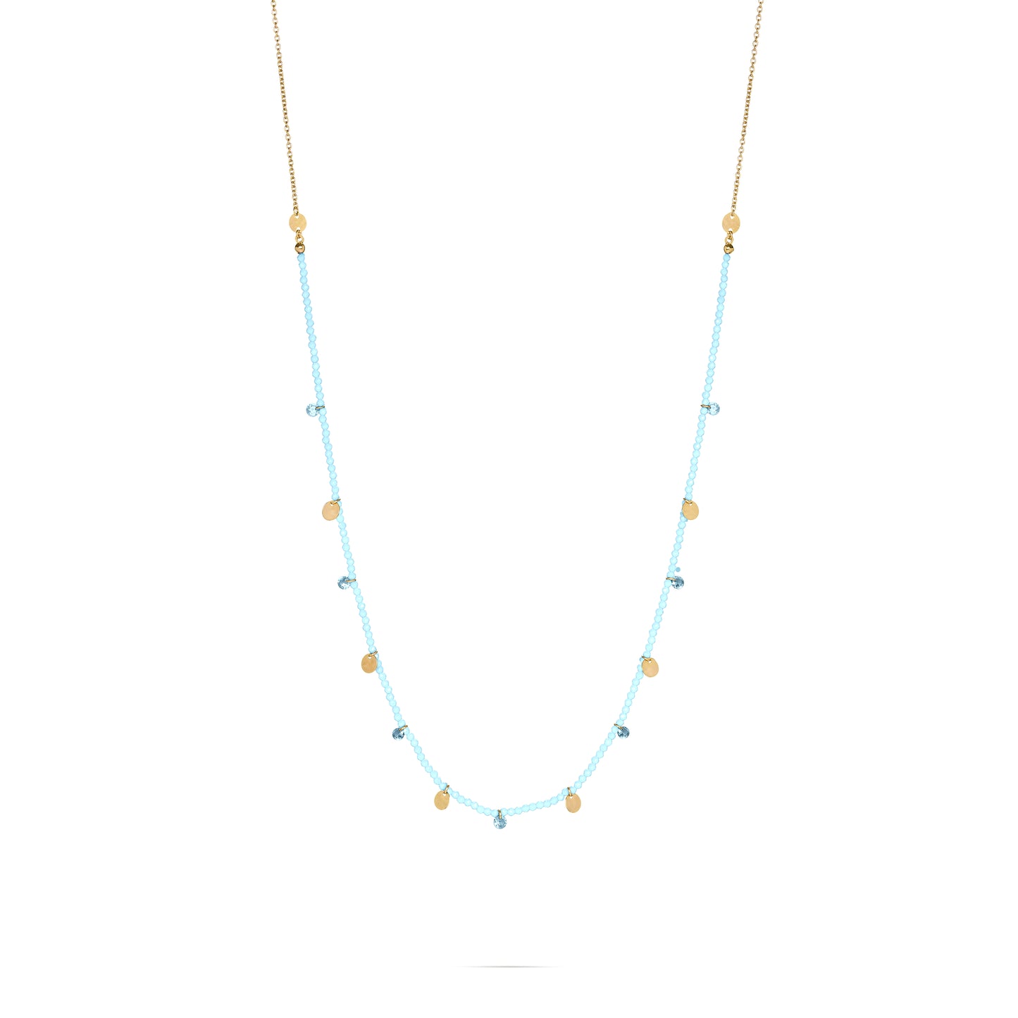 Collana lunga con Zirconi Milky e Medagliette - GIPSY CHIC
