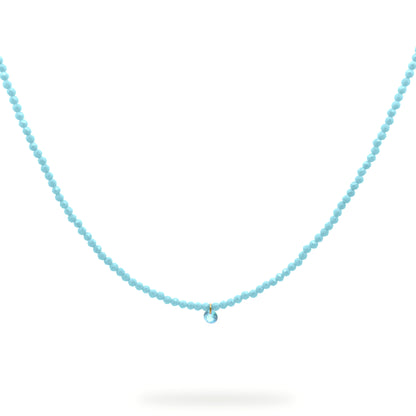 Girocollo con filo di pepite di zirconi milky turchese e uno zircone turchese pendente - GIPSY CHIC Rue des Mille