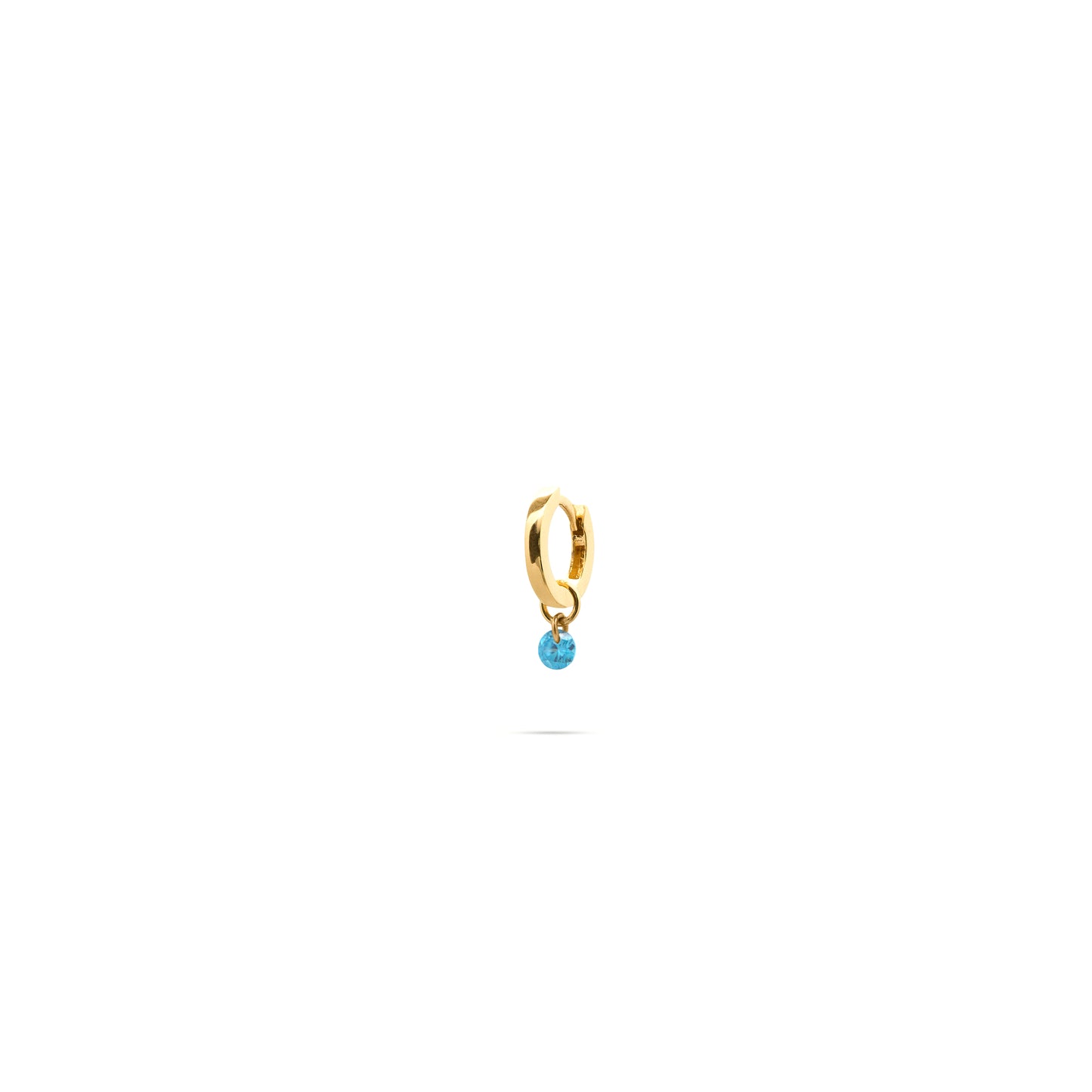 Mono-orecchino a cerchio mini in argento dorato con zircone nudo turchese pendente - GIPSY CHIC Rue des Mille