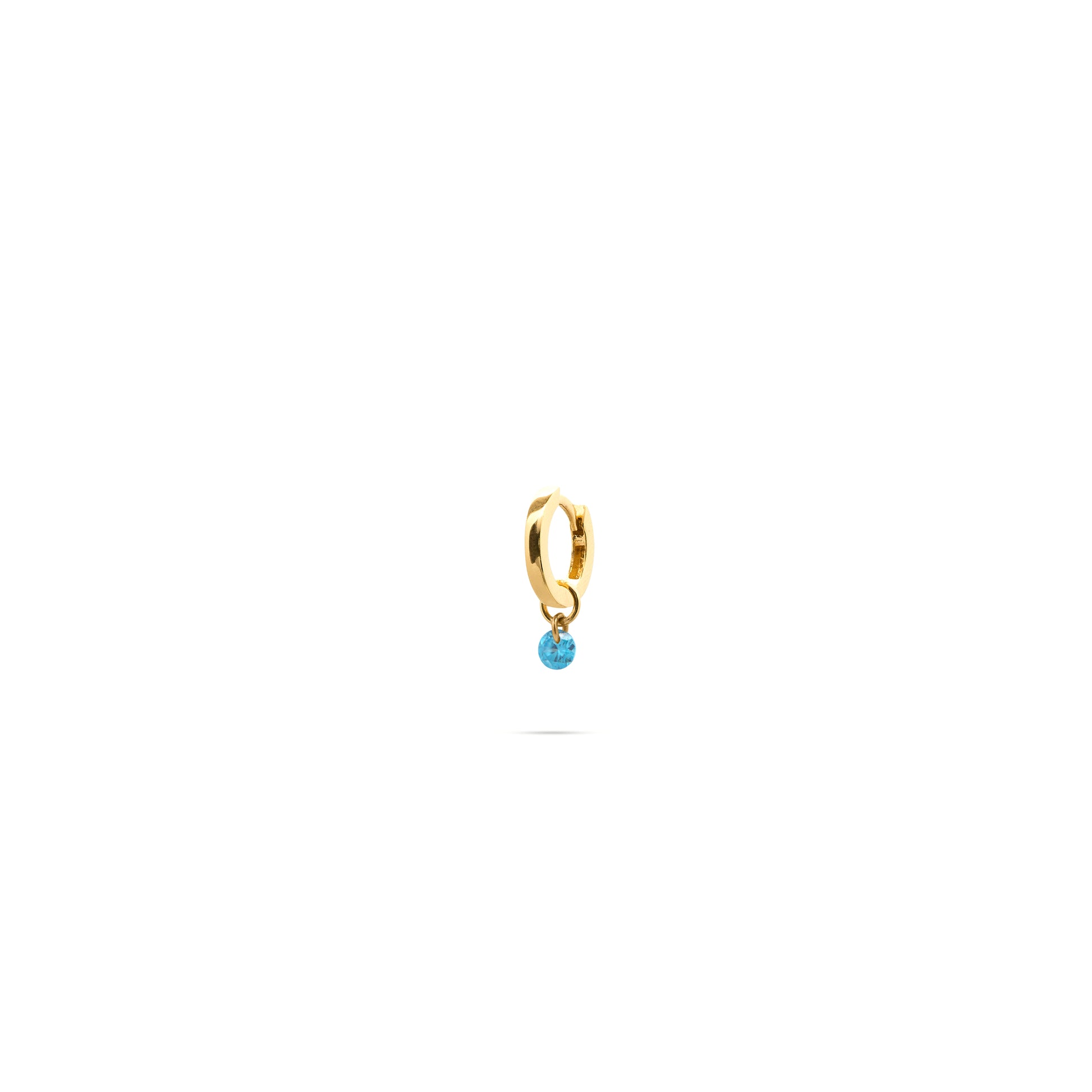 Mono-orecchino a cerchio mini in argento dorato con zircone nudo turchese pendente - GIPSY CHIC Rue des Mille