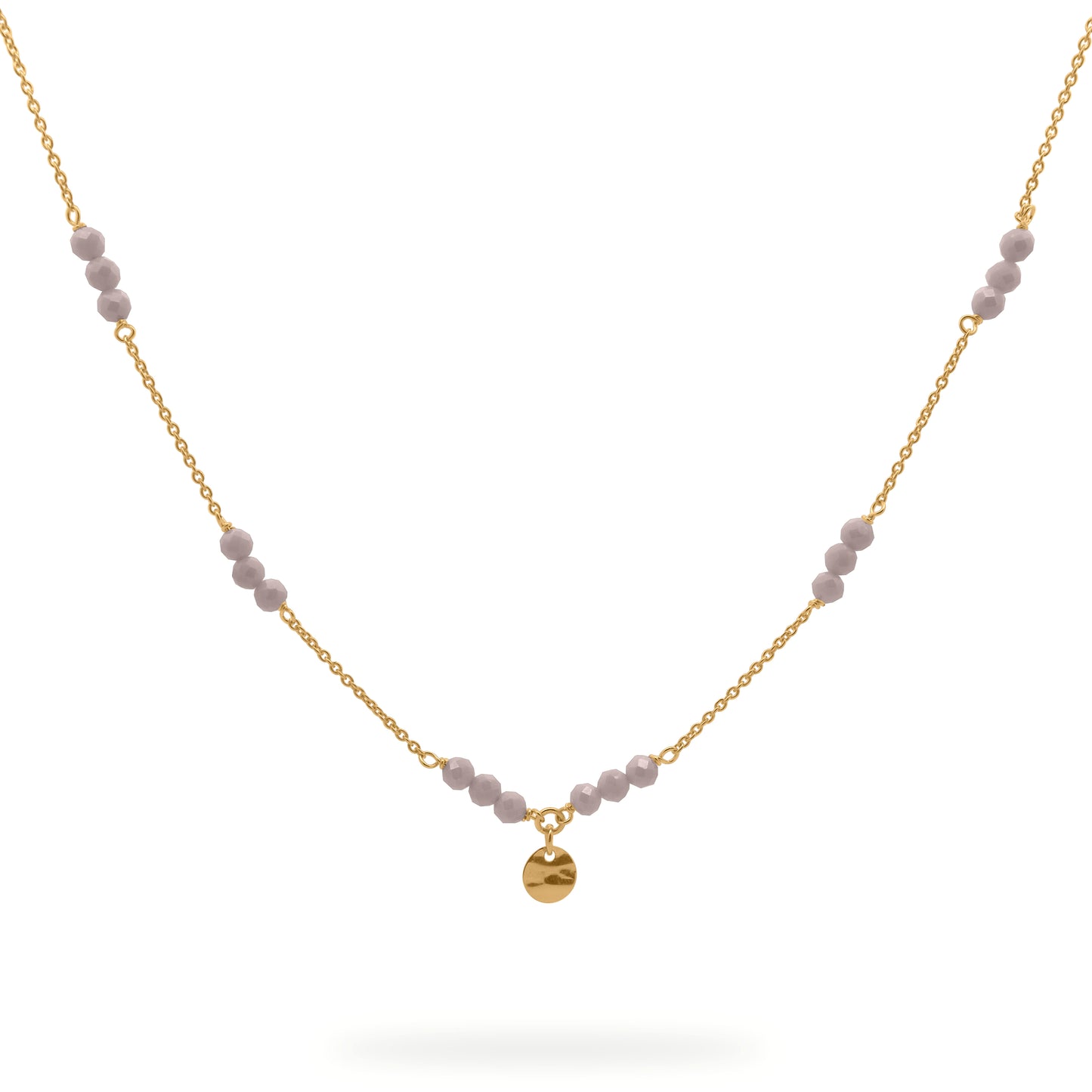 Girocollo in argento con catena intervallata da pepite di zirconi milky marroni e una medaglia centrale - GIPSY CHIC Rue des Mille