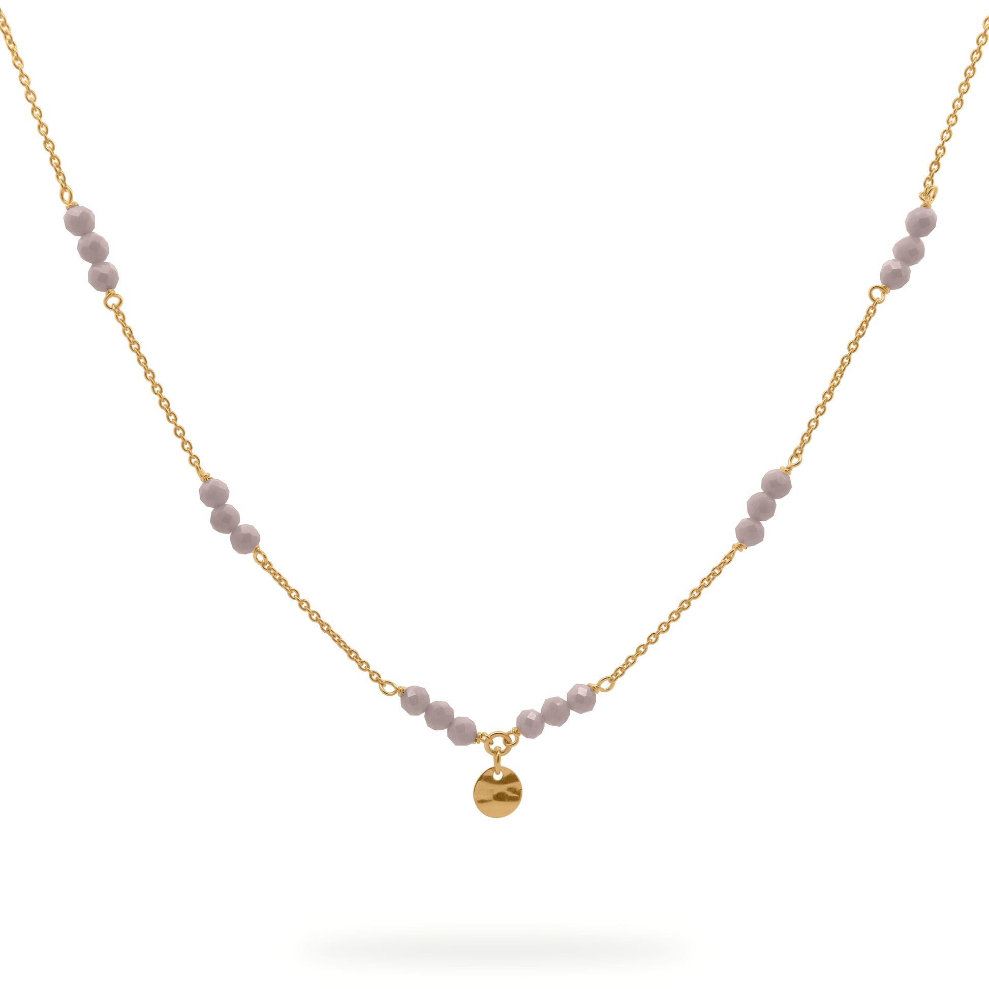Girocollo in argento con catena intervallata da pepite di zirconi milky marroni e una medaglia centrale - GIPSY CHIC Rue des Mille