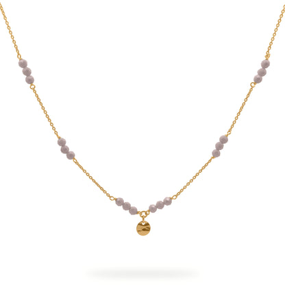 Girocollo in argento con catena intervallata da pepite di zirconi milky marroni e una medaglia centrale - GIPSY CHIC Rue des Mille