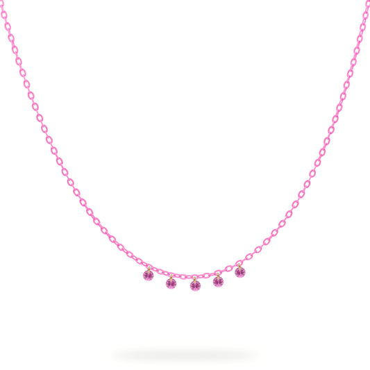Girocollo catena verniciata e 5 zirconi - GIPSY CHIC