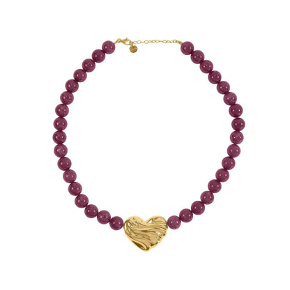Girocollo Giade Burgundy con Cuore - BOLD HEART