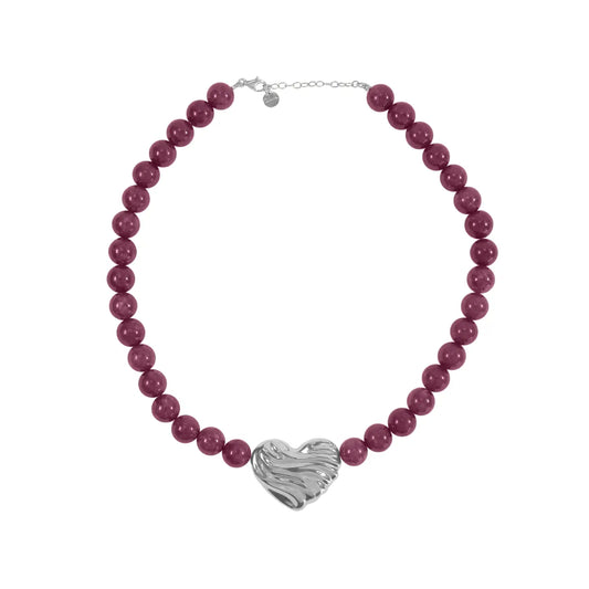 Girocollo Giade Burgundy con Cuore - BOLD HEART
