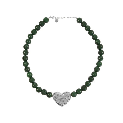 Girocollo Giade Verdi con Cuore - BOLD HEART