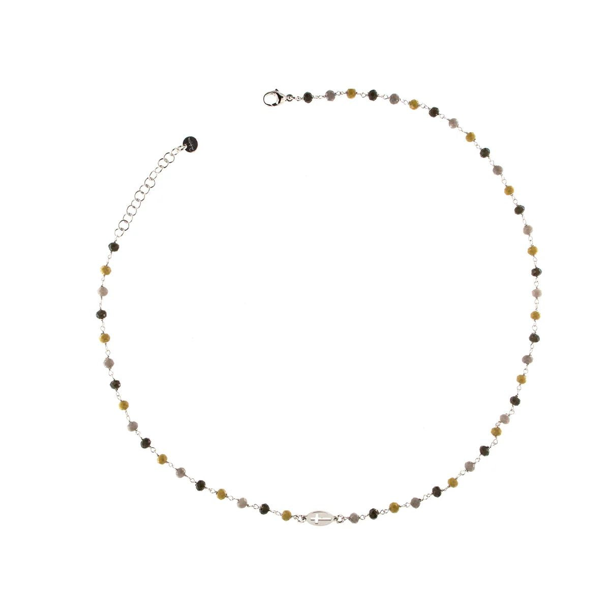 Girocollo pietre Mix Marrone e Croce - TANGLE Rue des Mille