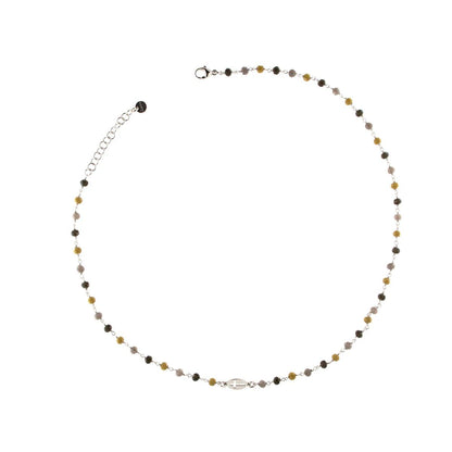 Girocollo pietre Mix Marrone e Croce - TANGLE Rue des Mille