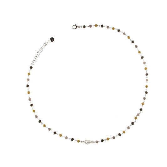Girocollo pietre Mix Marrone e Croce - TANGLE Rue des Mille