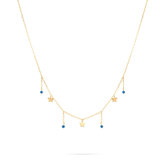Girocollo con tre mini stelle e zirconi blu pendenti - ESSENCE Rue des Mille