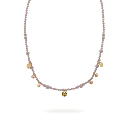 Girocollo con zirconi milky marroni, zirconi nude fumé e medaglie dorate pendenti - GIPSY CHIC Rue des Mille