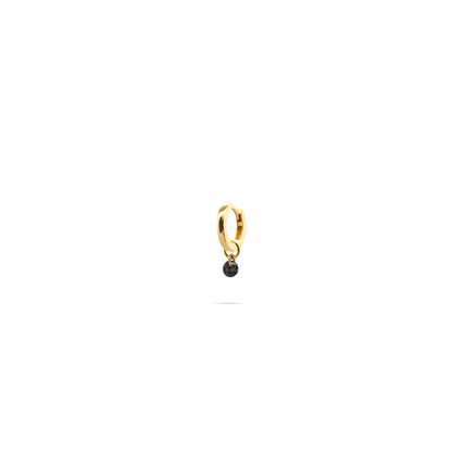 Mono-orecchino a cerchio mini in argento dorato con zircone nudo nero pendente - GIPSY CHIC Rue des Mille