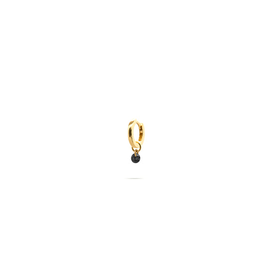 Mono-orecchino a cerchio mini in argento dorato con zircone nudo nero pendente - GIPSY CHIC Rue des Mille