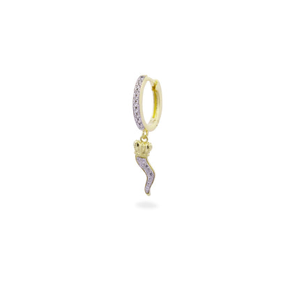 Mono Orecchino HOOP placcato oro giallo e cornetto pavè - STARDUST TEN Rue des Mille
