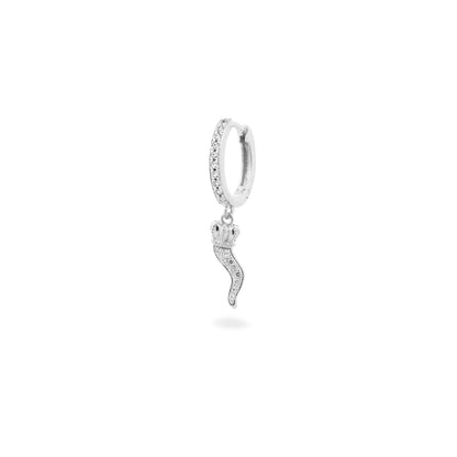 Mono Orecchino HOOP placcato oro bianco e cornetto pavè - STARDUST TEN Rue des Mille