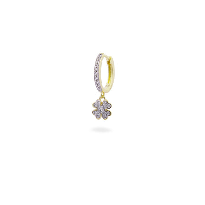Mono Orecchino HOOP placcato oro giallo e quadrifoglio pavé - STARDUST TEN Rue des Mille