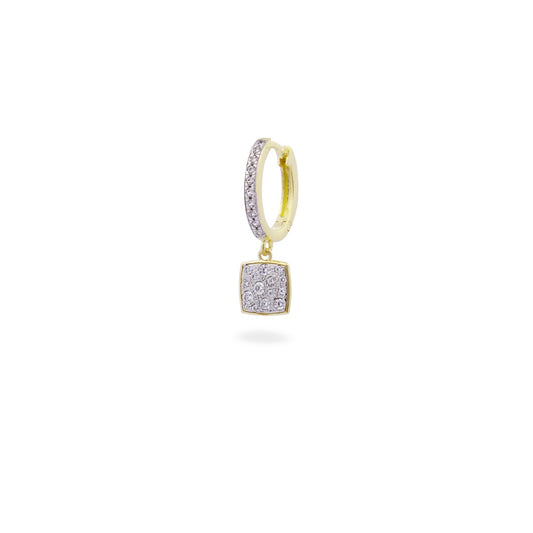 Mono Orecchino HOOP placcato oro giallo e quadrato pavé - STARDUST TEN Rue des Mille