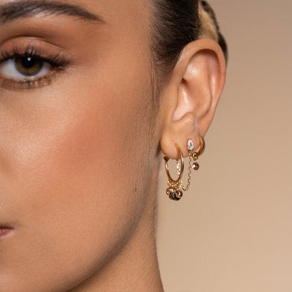 Mono-orecchino Zirconi Milky e Medaglie pendenti - GIPSY CHIC