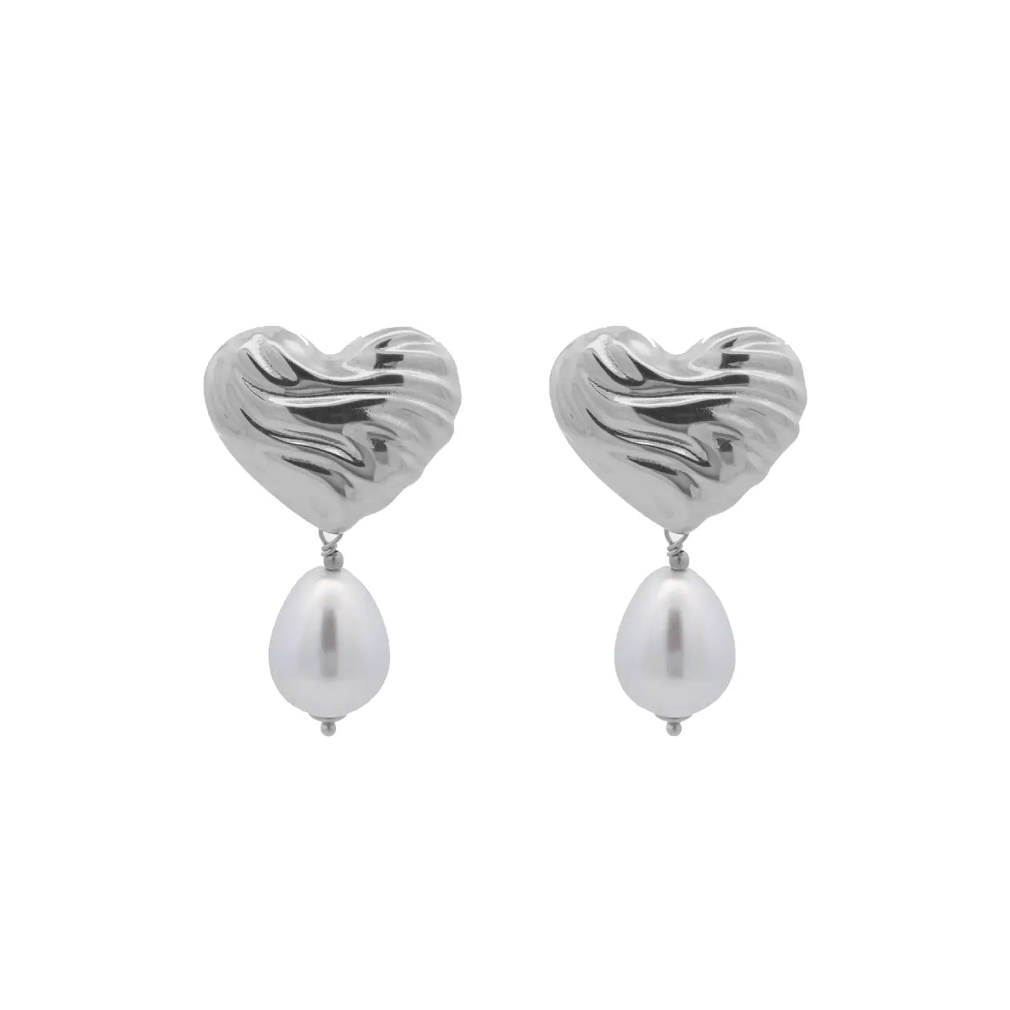 Orecchini a Cuore con Perla - BOLD HEART