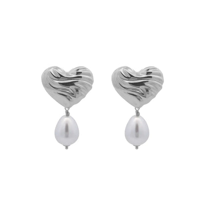 Orecchini a Cuore con Perla - BOLD HEART