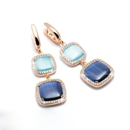 Orecchini pendenti Madì in Argento Rosé con Quarzi Blu e Zirconi | 3907200