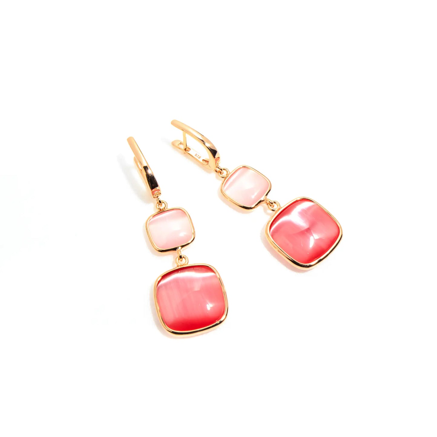 Orecchini pendenti Madì in Argento Rosé con Quarzi Idrotermali Rossi | 3879000