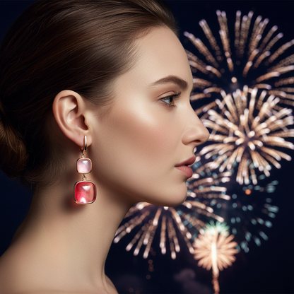 Orecchini Argento Rosé Quarzi Rossi 3879000