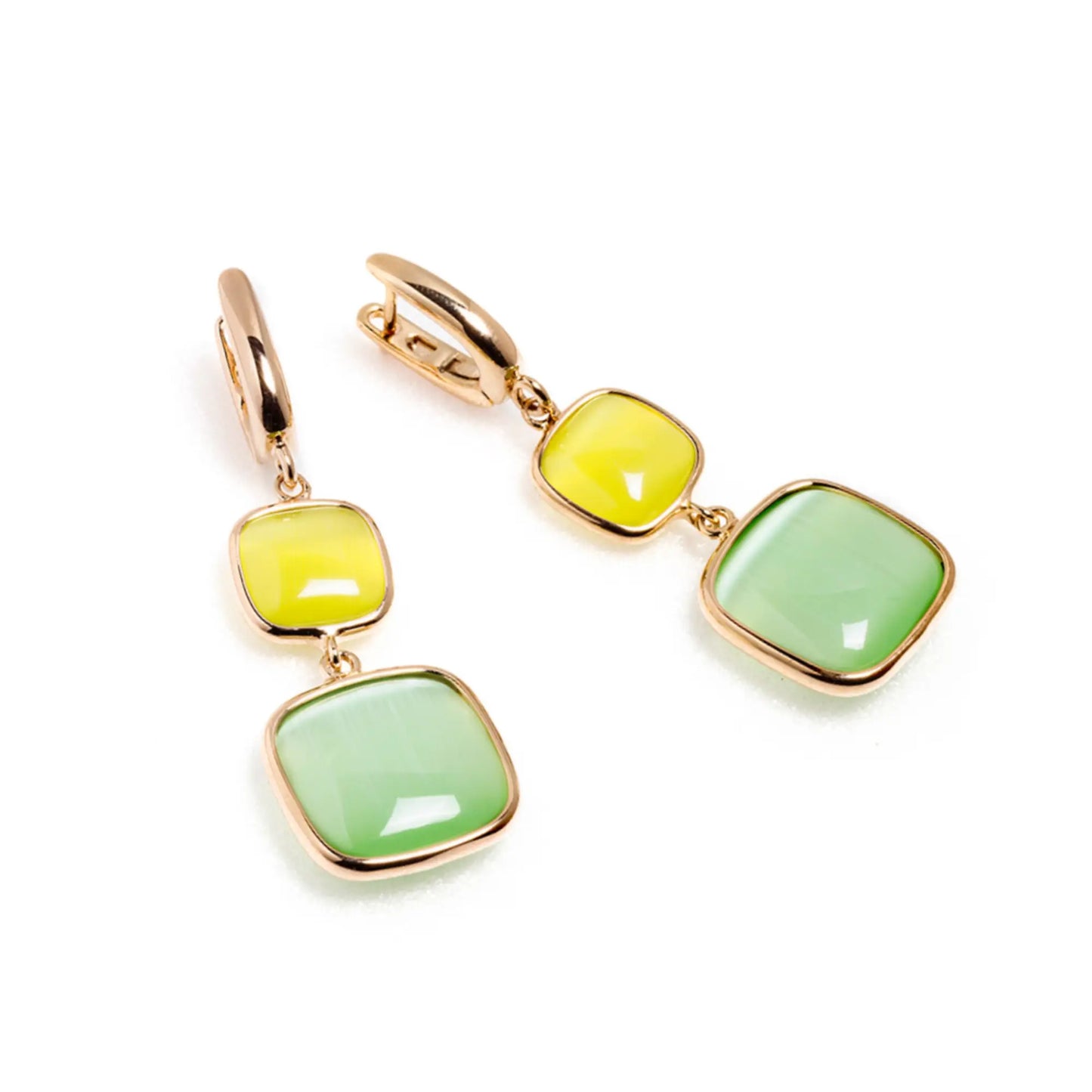 Orecchini pendenti Madì in Argento Rosé con Quarzi Idrotermali Verdi | 3897900