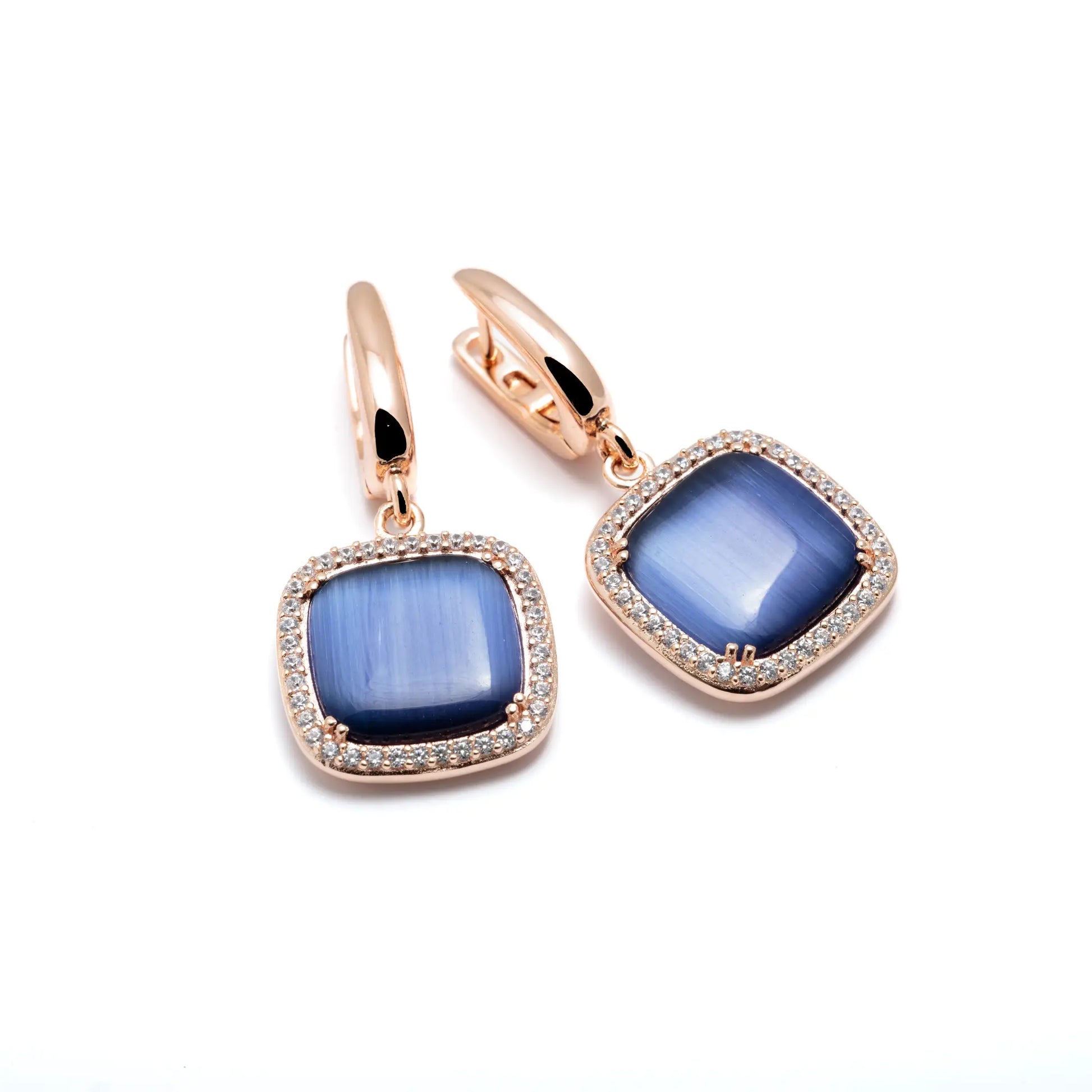 Orecchini Madì in Argento Rosé con Quarzo Blu e Zirconi | 3907400