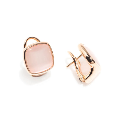 Orecchini a lobo Madì in Argento Rosé con Quarzo Idrotermale Rosa | 3886800